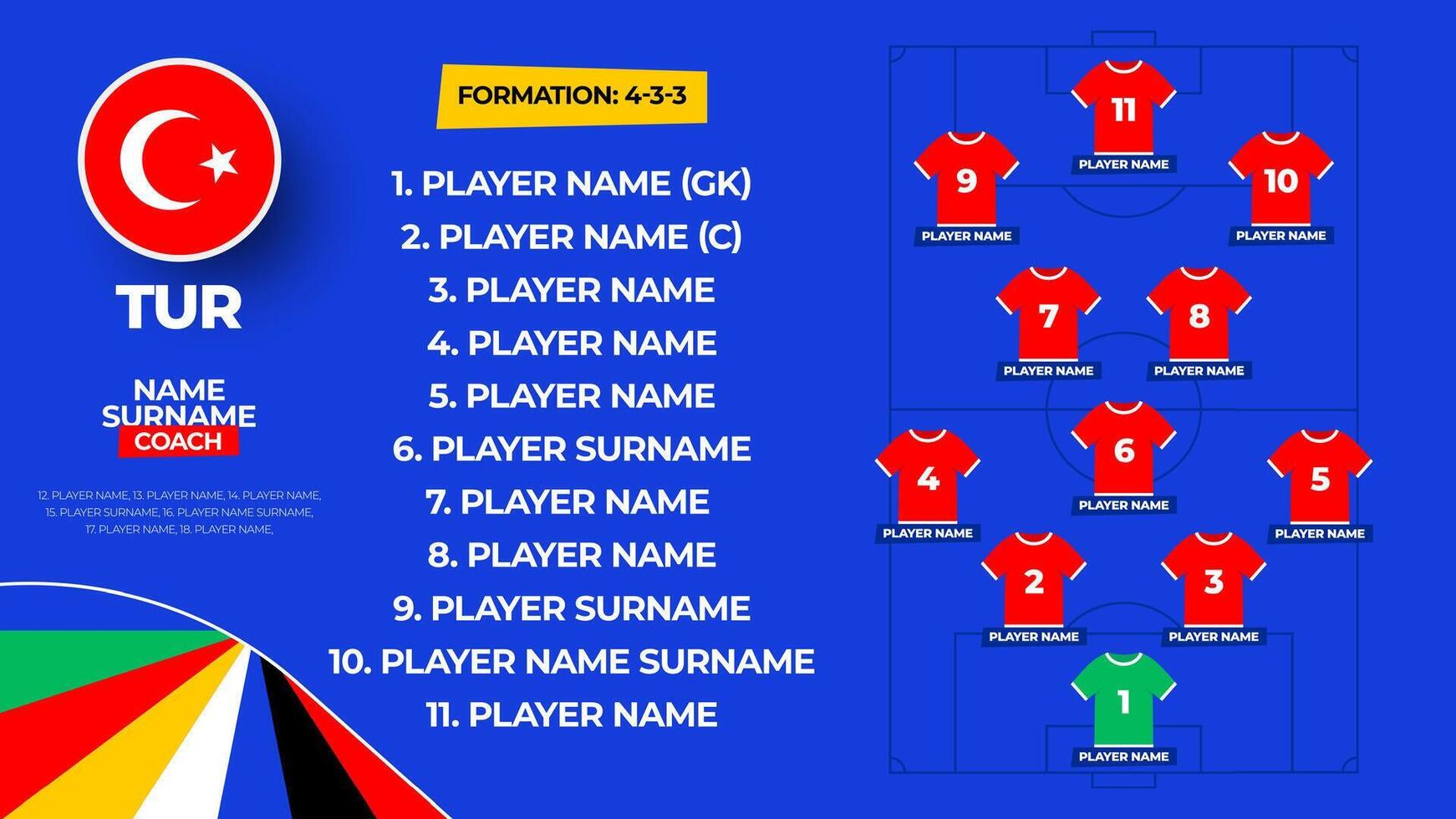 Turquía fútbol americano equipo comenzando formación. 2024 fútbol americano equipo póngase en fila en archivado fútbol americano gráfico para fútbol comenzando póngase en fila equipo. ilustración vector