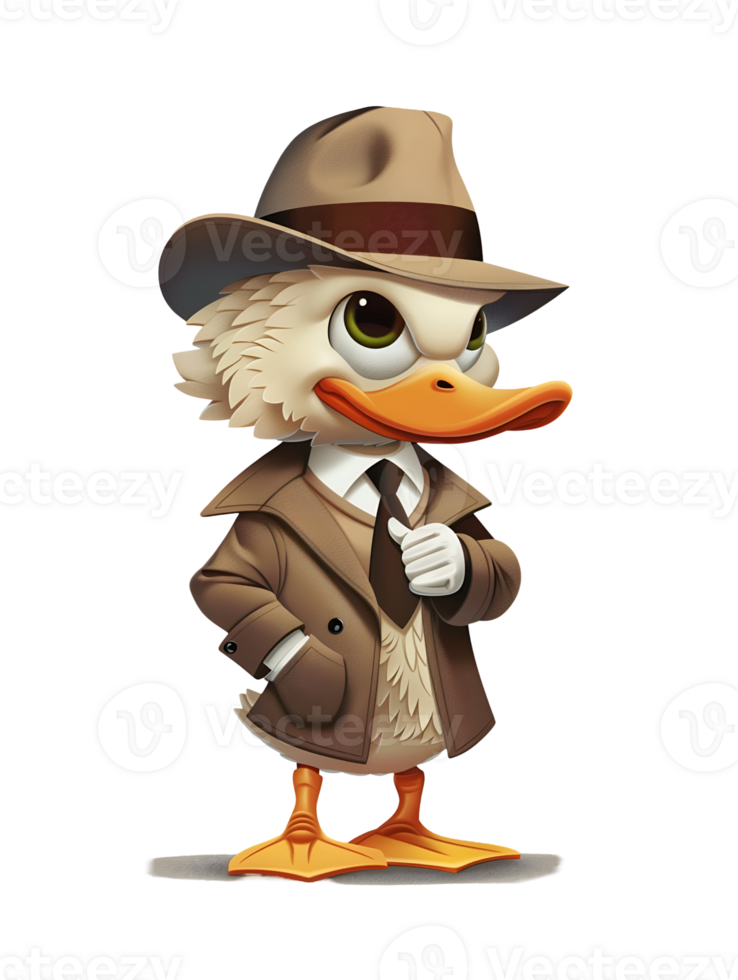 Animal character of detective duck png