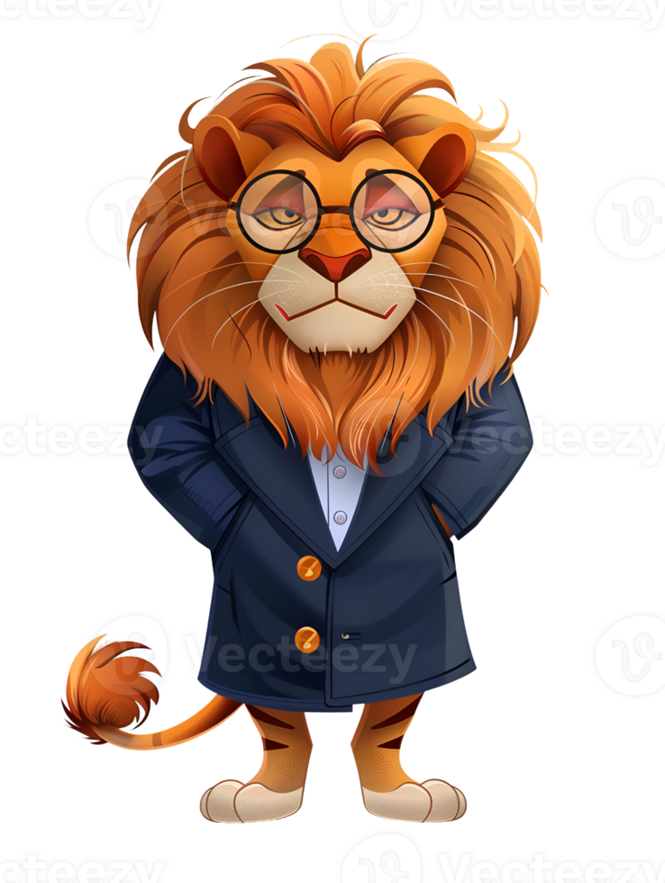 Animal character of fashionable lion png