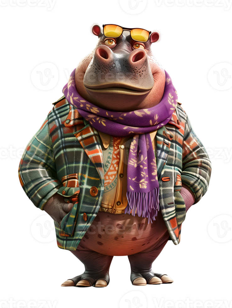 Animal character of hippo png