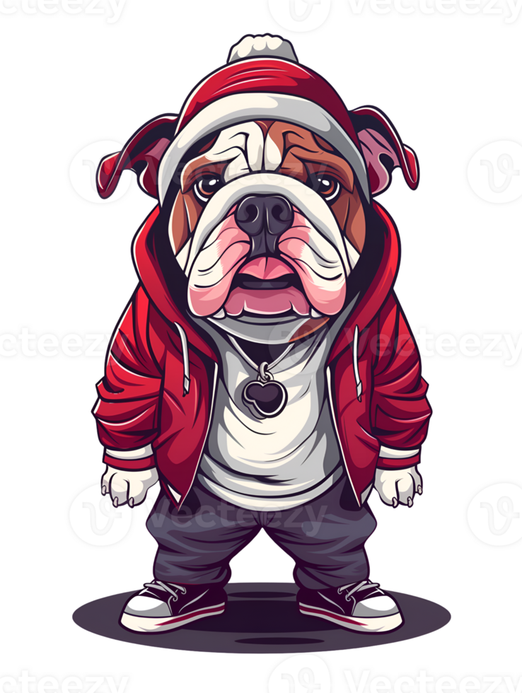 Animal character of fashionable bulldog png