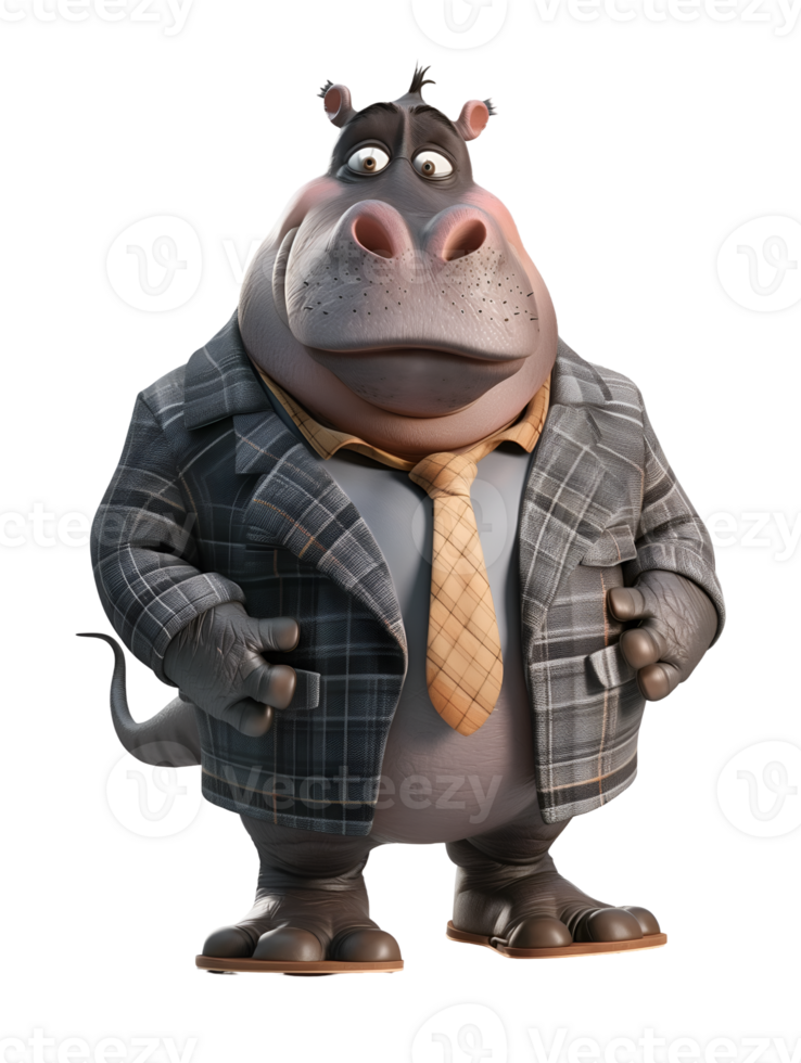 Animal character of hippo png