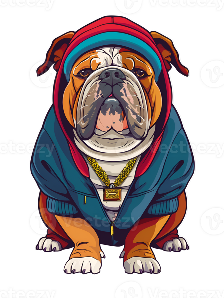 Animal character of fashionable bulldog png