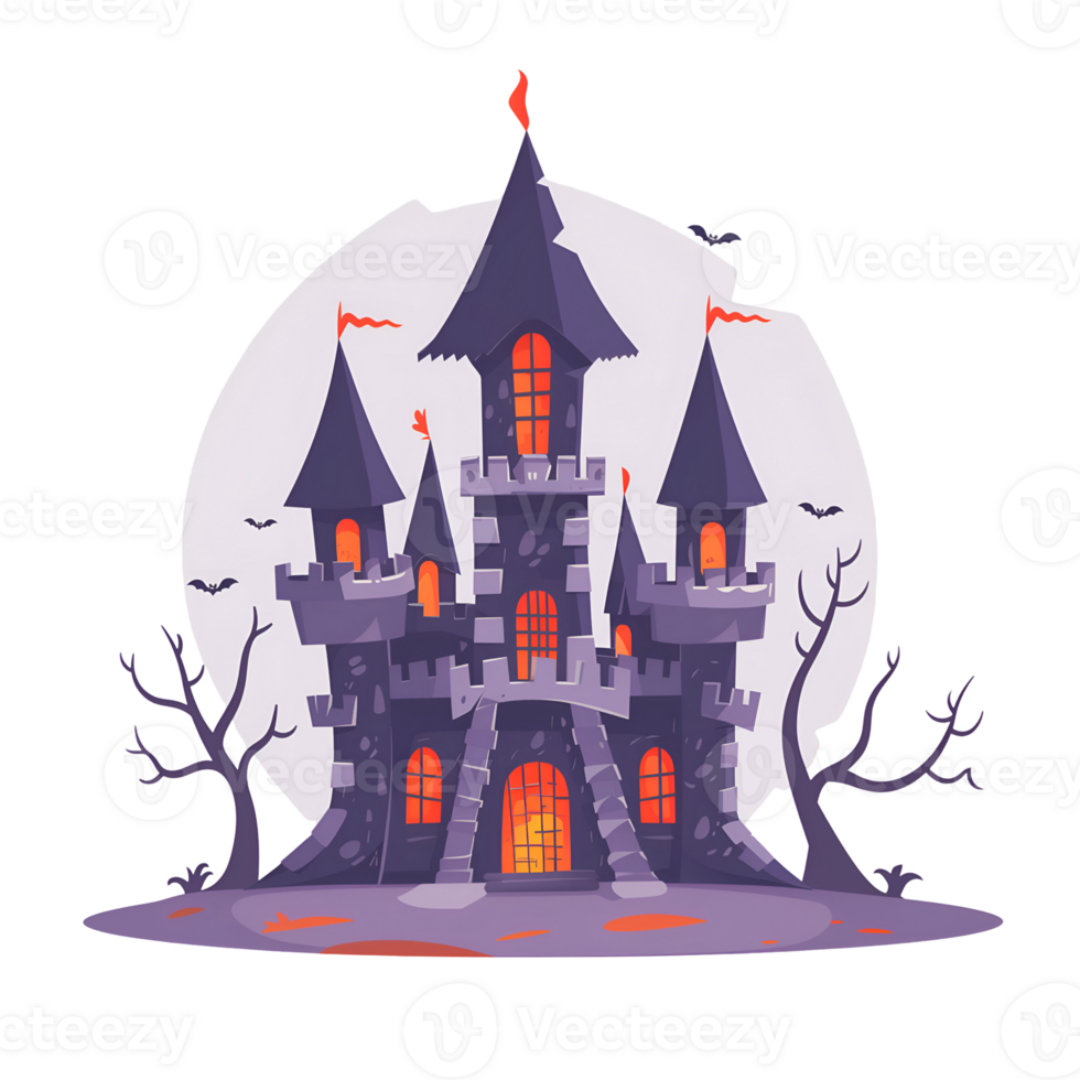 Illustration of Halloween castle png