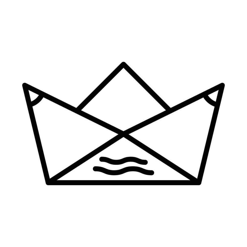 Paper boat Line Icon Design vector