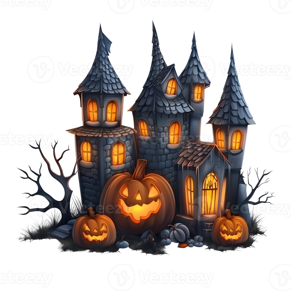 Illustration of Halloween castle png