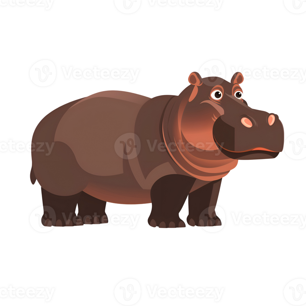 hipopótamo plano ilustración png