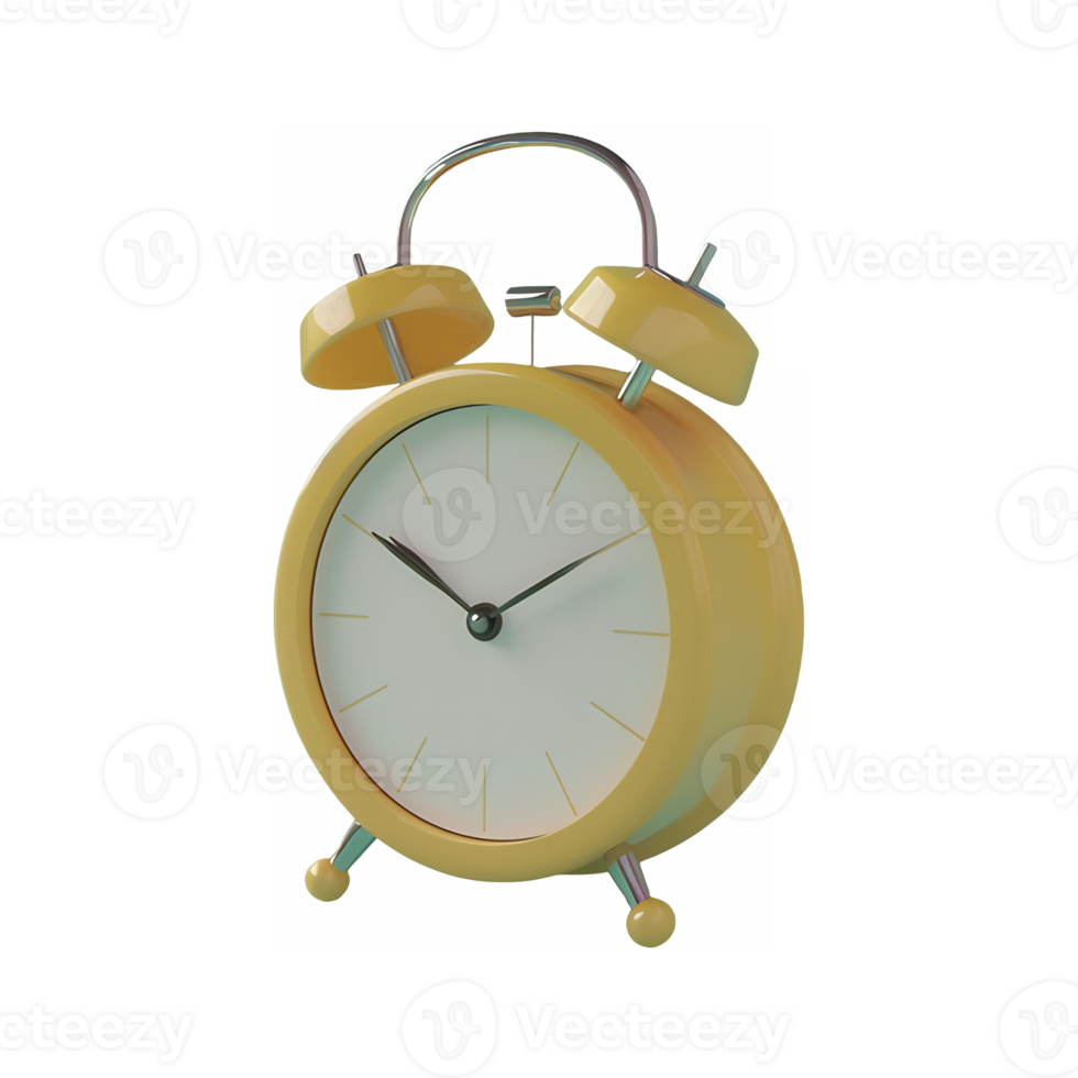 3d alarm clock isolated on transparent background png