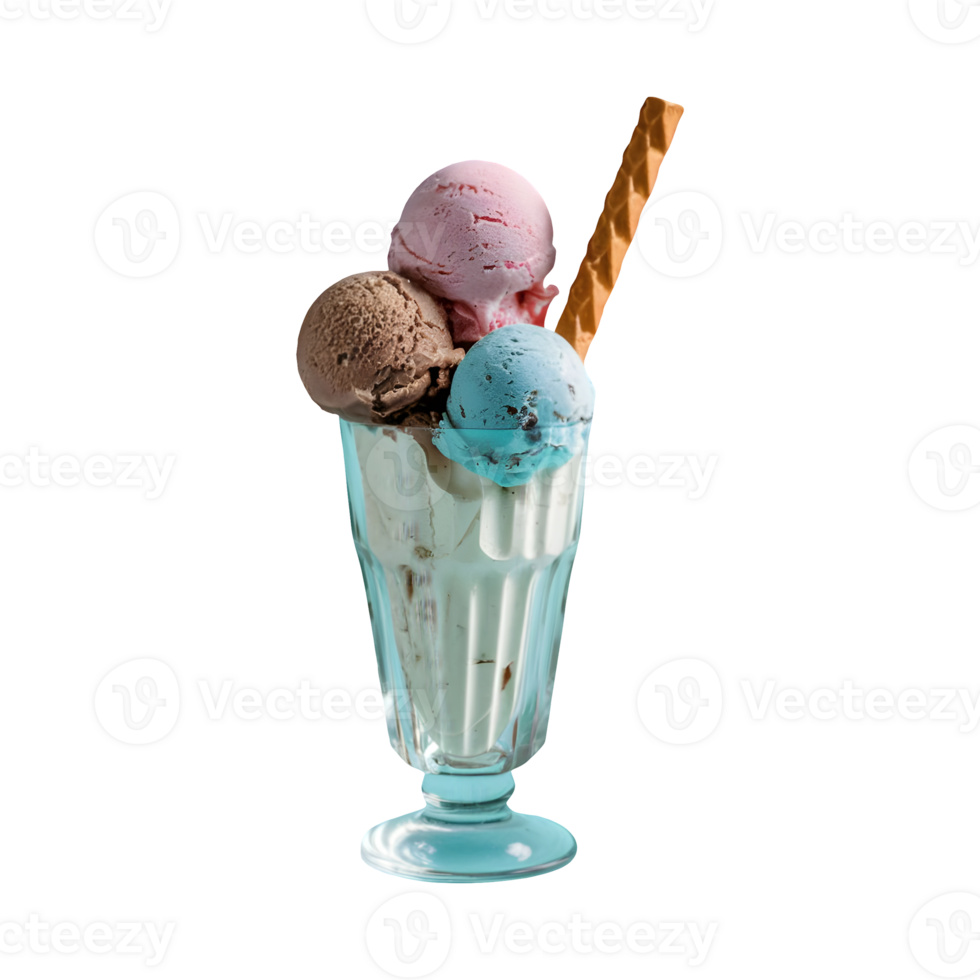 a set of ice creams in a tall glass isolated on transparent background png