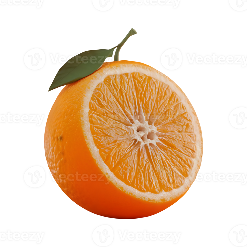 orange with cut in half isolated on transparent background png