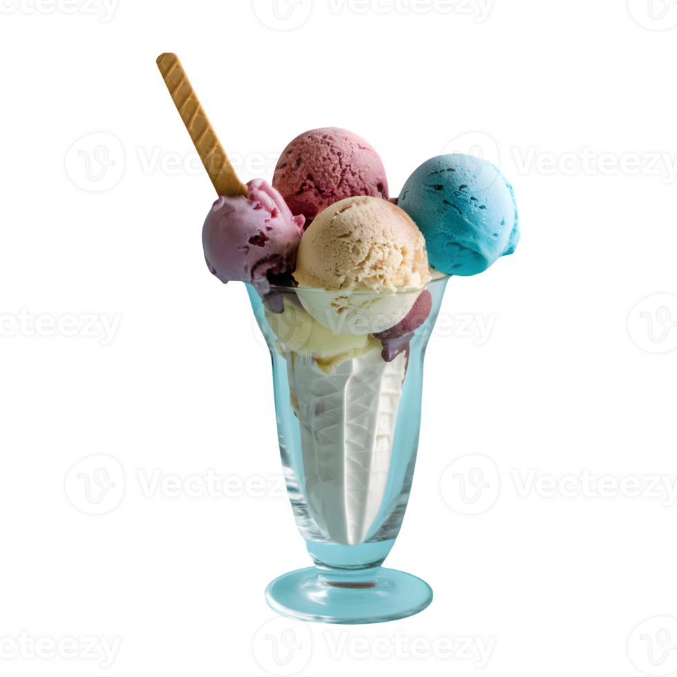 a set of ice creams in a tall glass isolated on transparent background png