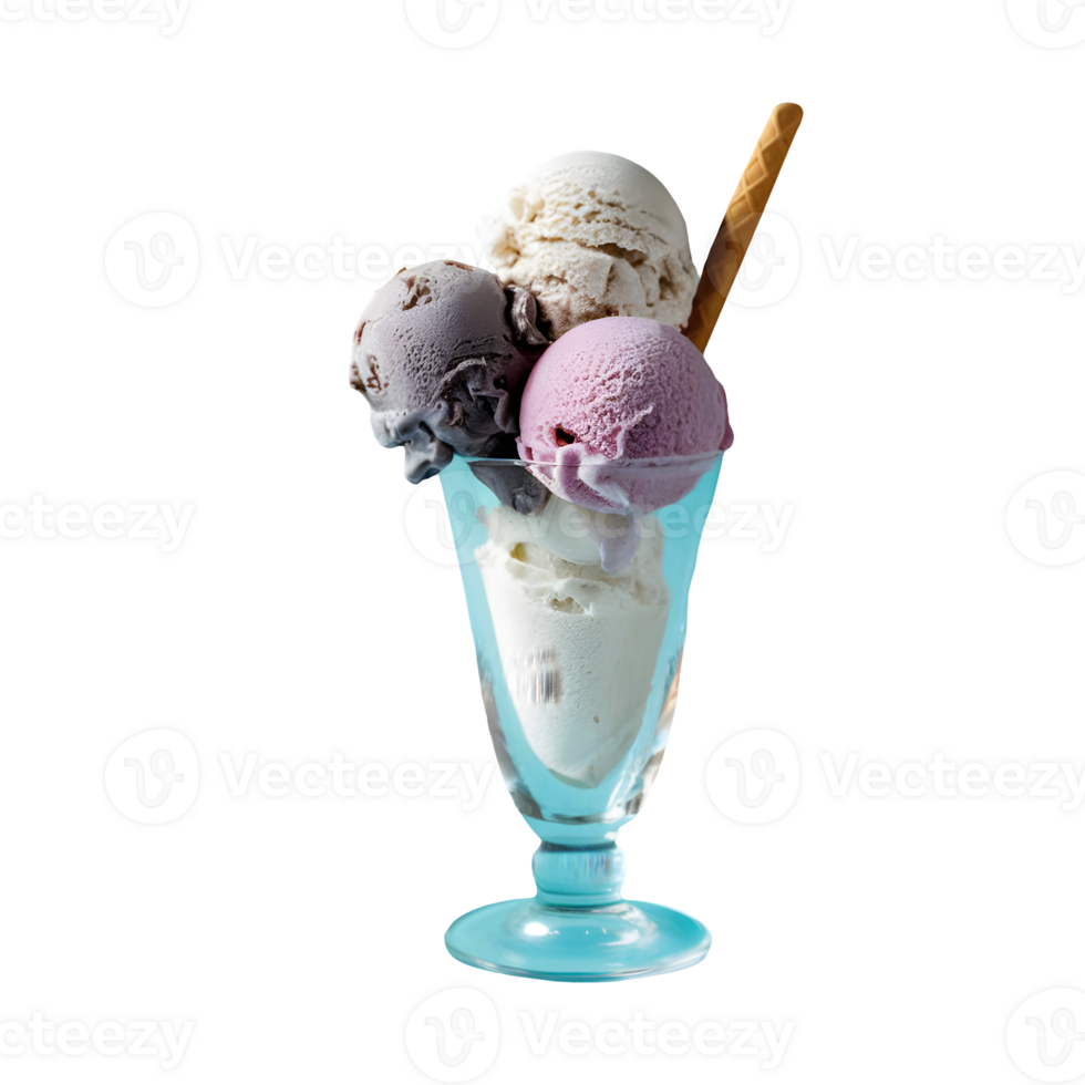 a set of ice creams in a tall glass isolated on transparent background png