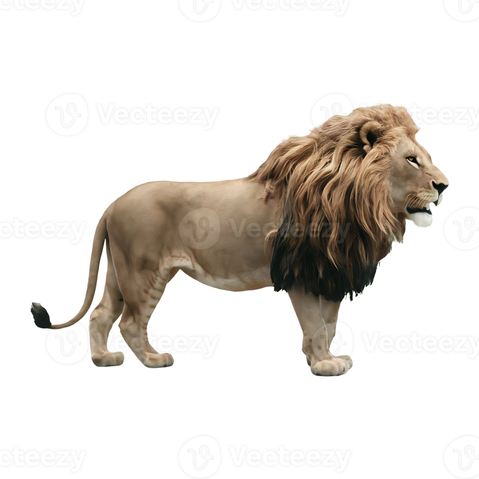 Wild lion side view lion cut out isolated on transparent background png