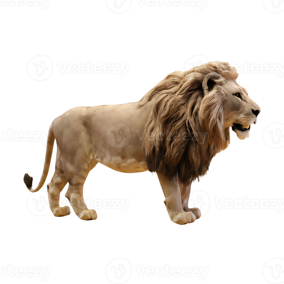 Wild lion side view lion cut out isolated on transparent background png