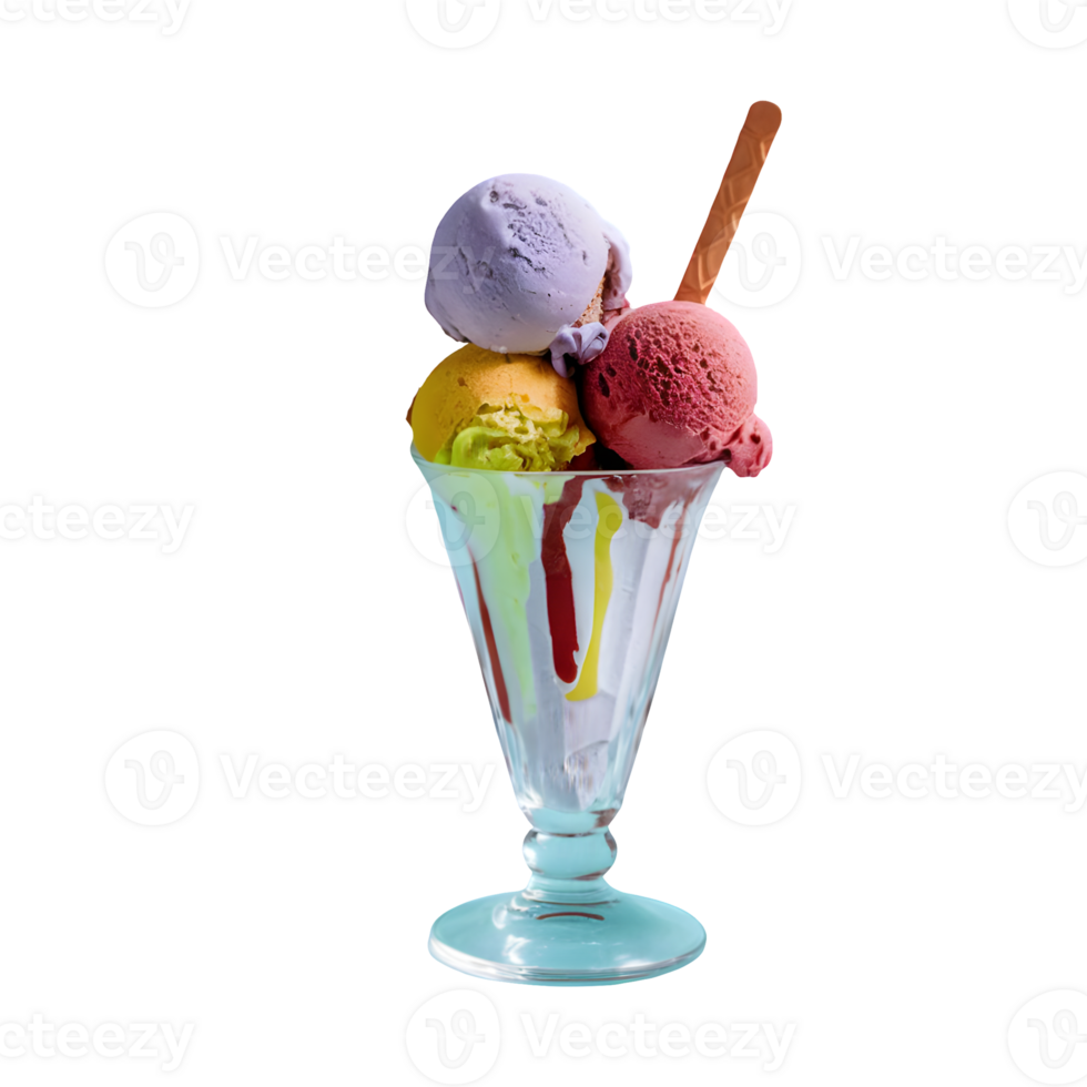 a set of ice creams in a tall glass isolated on transparent background png