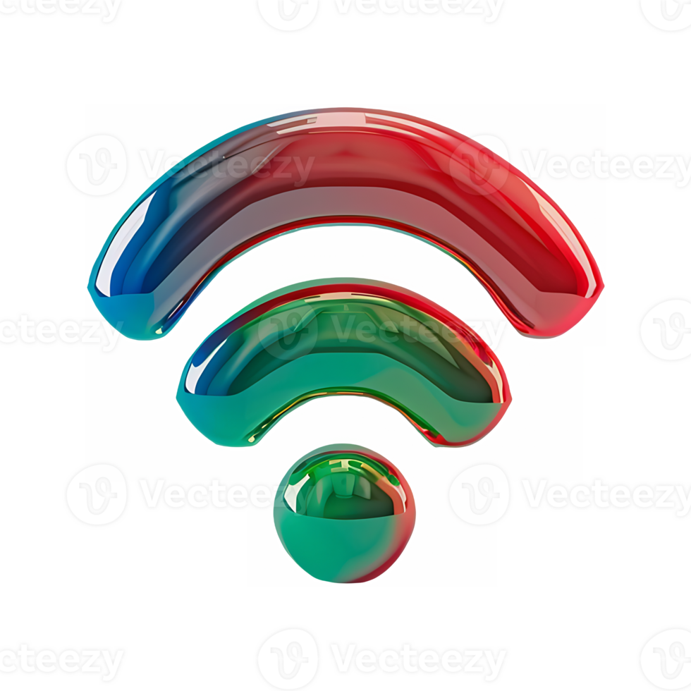 Wi-Fi icona rosso verde blu 3d illustrazione isolato su trasparente sfondo png