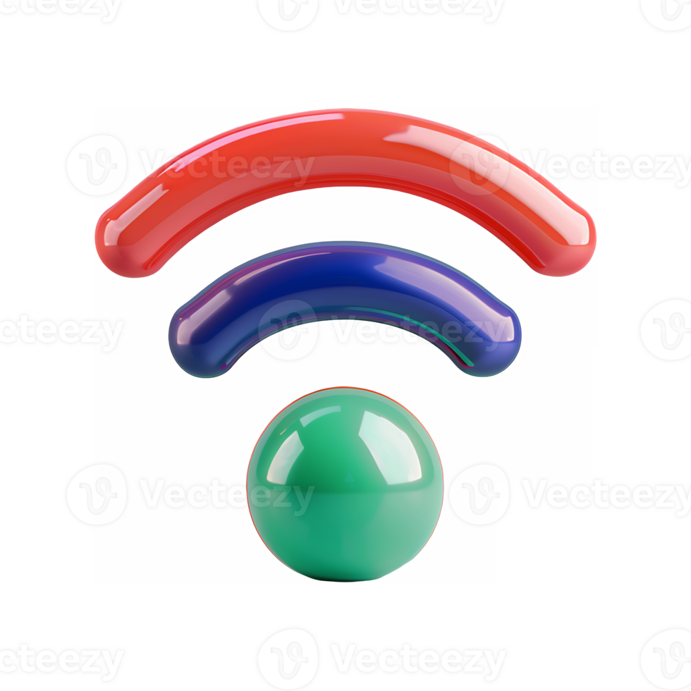 Wi-fi ícone vermelho verde azul 3d ilustração isolado em transparente fundo png