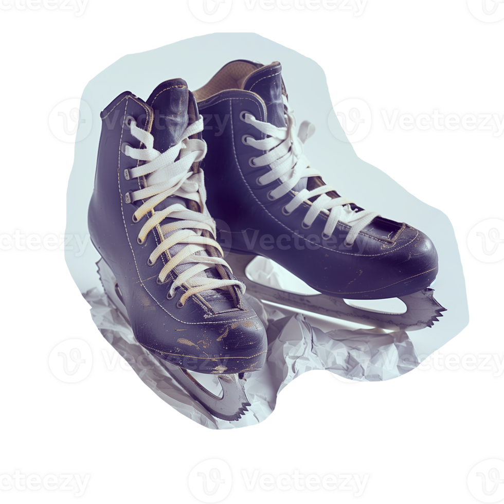 Black leather ice skates cut out image png