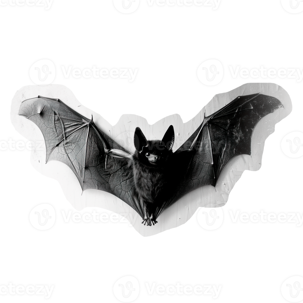 Monochrome vintage photo of halloween Bat cut out image png