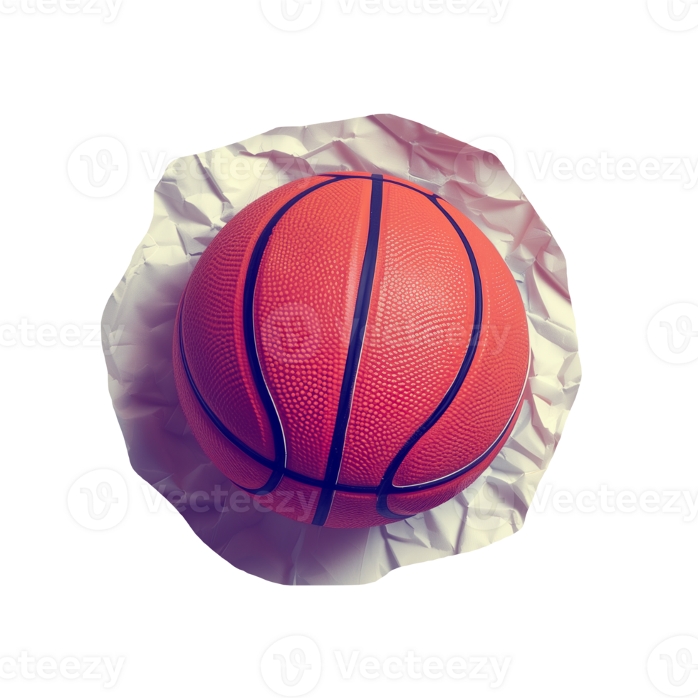 Basketball ball on crumpled paper cut out image png