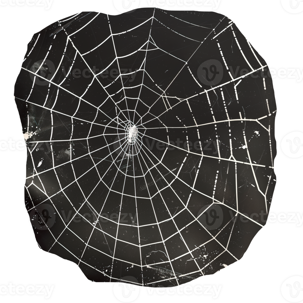 Monochrome vintage photo of halloween spiderweb cut out image png