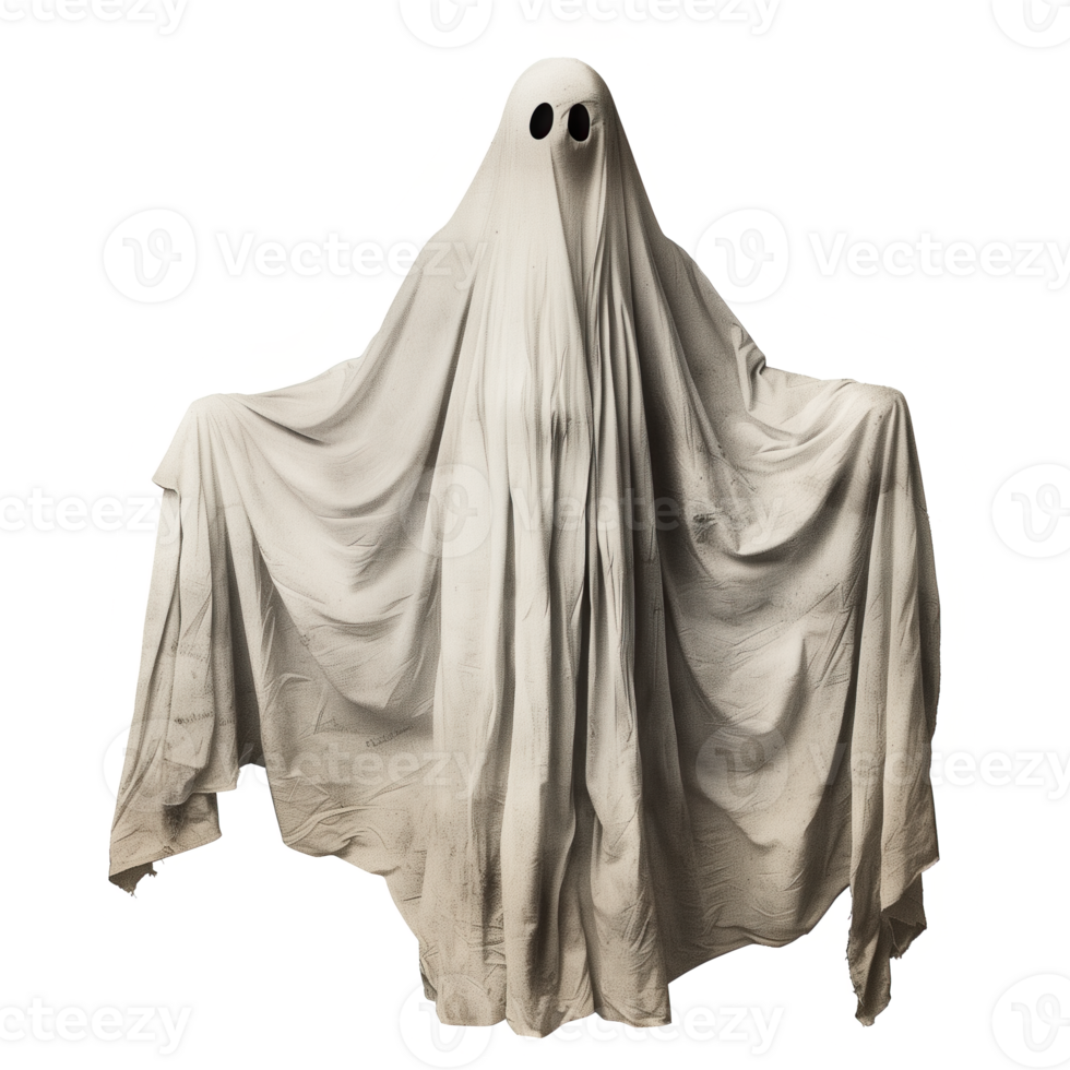 Monochrome vintage photo of halloween ghost cut out image png