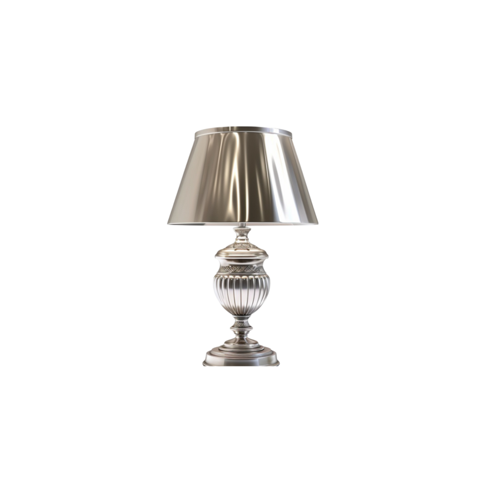 Artistic Silver Lamp for Ambience and Style isolated on transparent background png