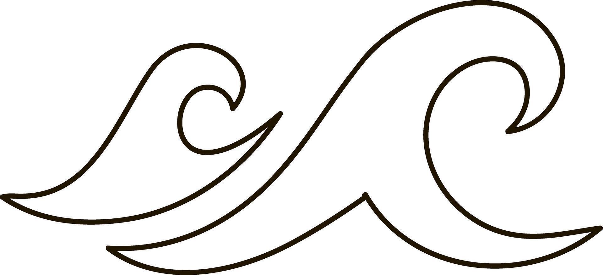 Doodle water wave clipart Hand drawn art Sketch vector