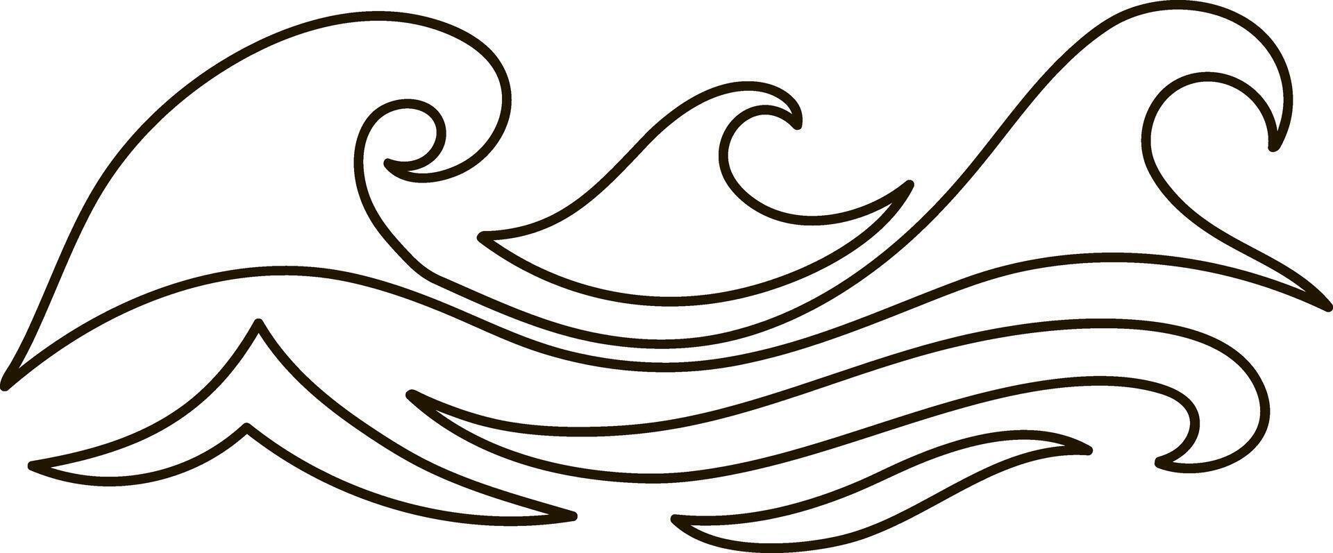 Doodle water wave clipart Hand drawn art Sketch vector