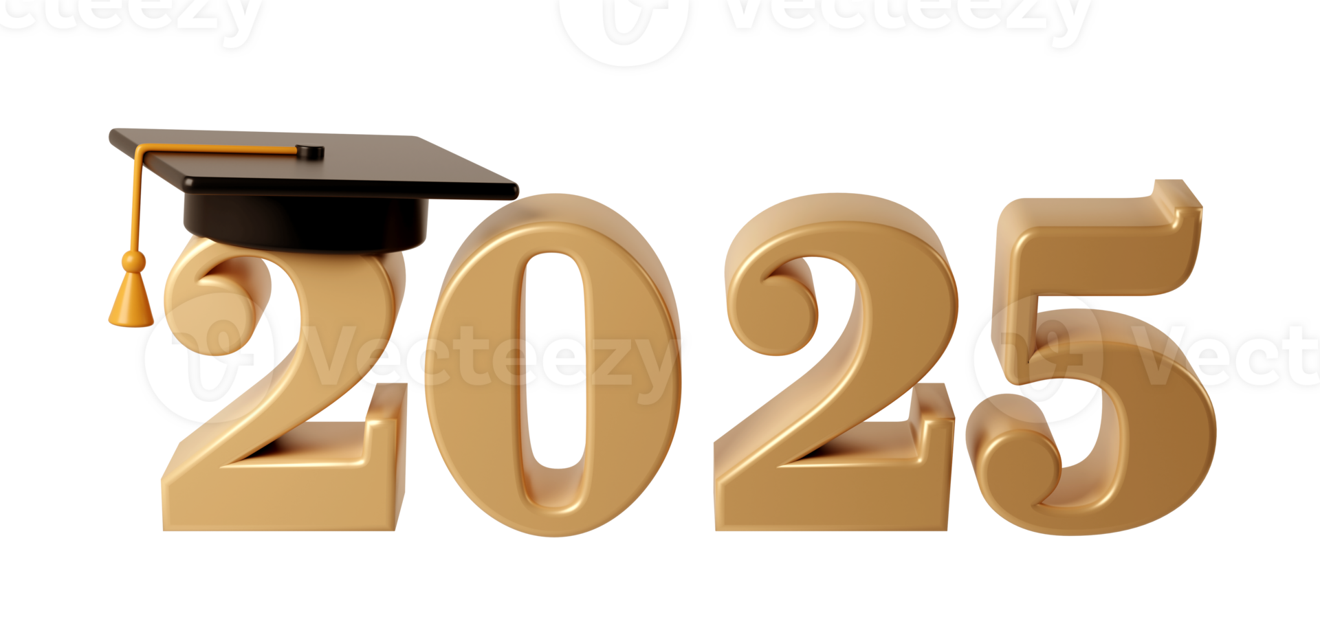 Class of 2025 3d icon. Congratulation graduates design template with
