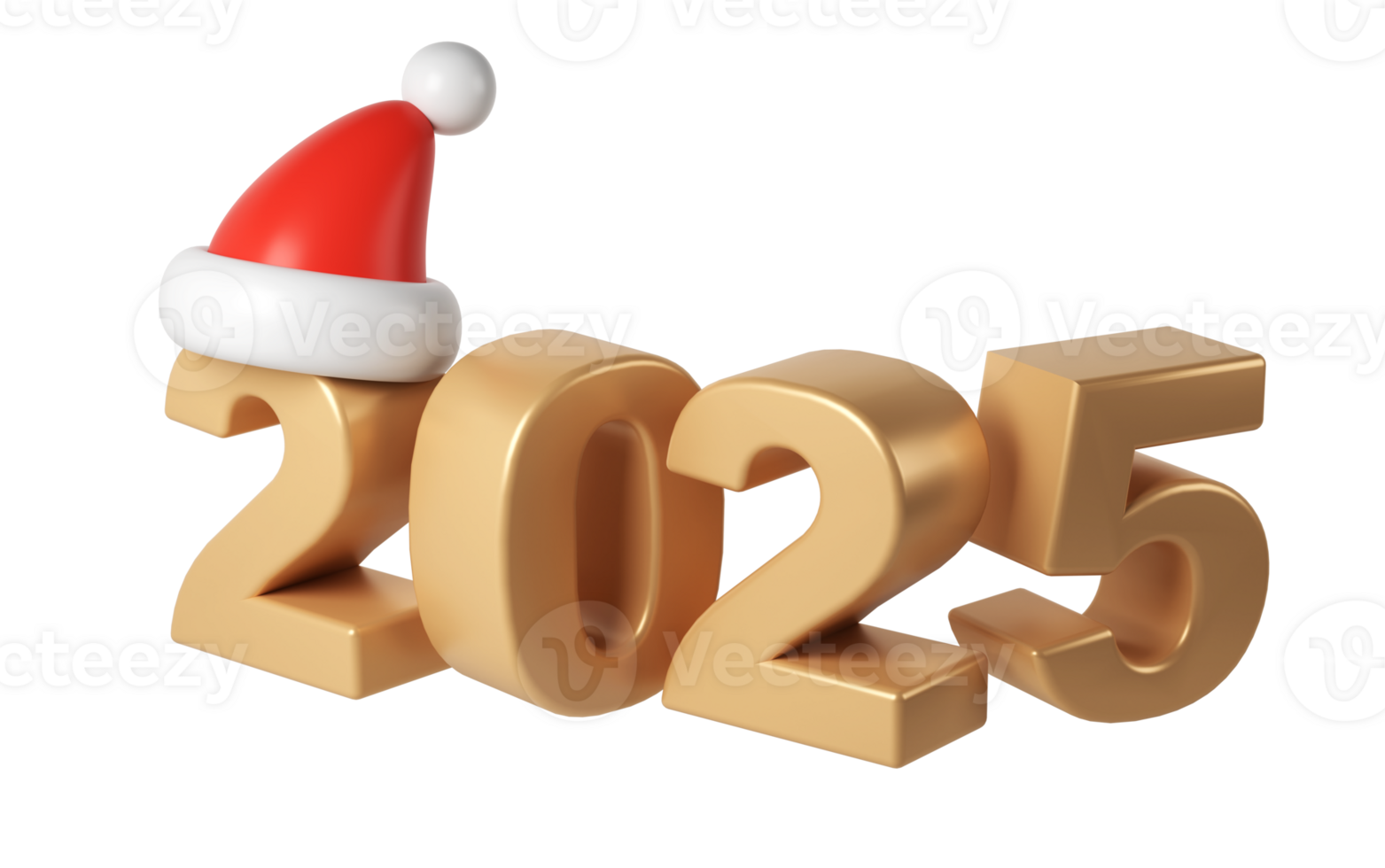 invierno 3d contento nuevo año 2025 dorado números. símbolos dibujos animados hacer con rojo sombrero Papa Noel. Navidad decoración. celebrar fiesta Navidad póster bandera, cubrir tarjeta, folleto, volantes, diseño diseño png