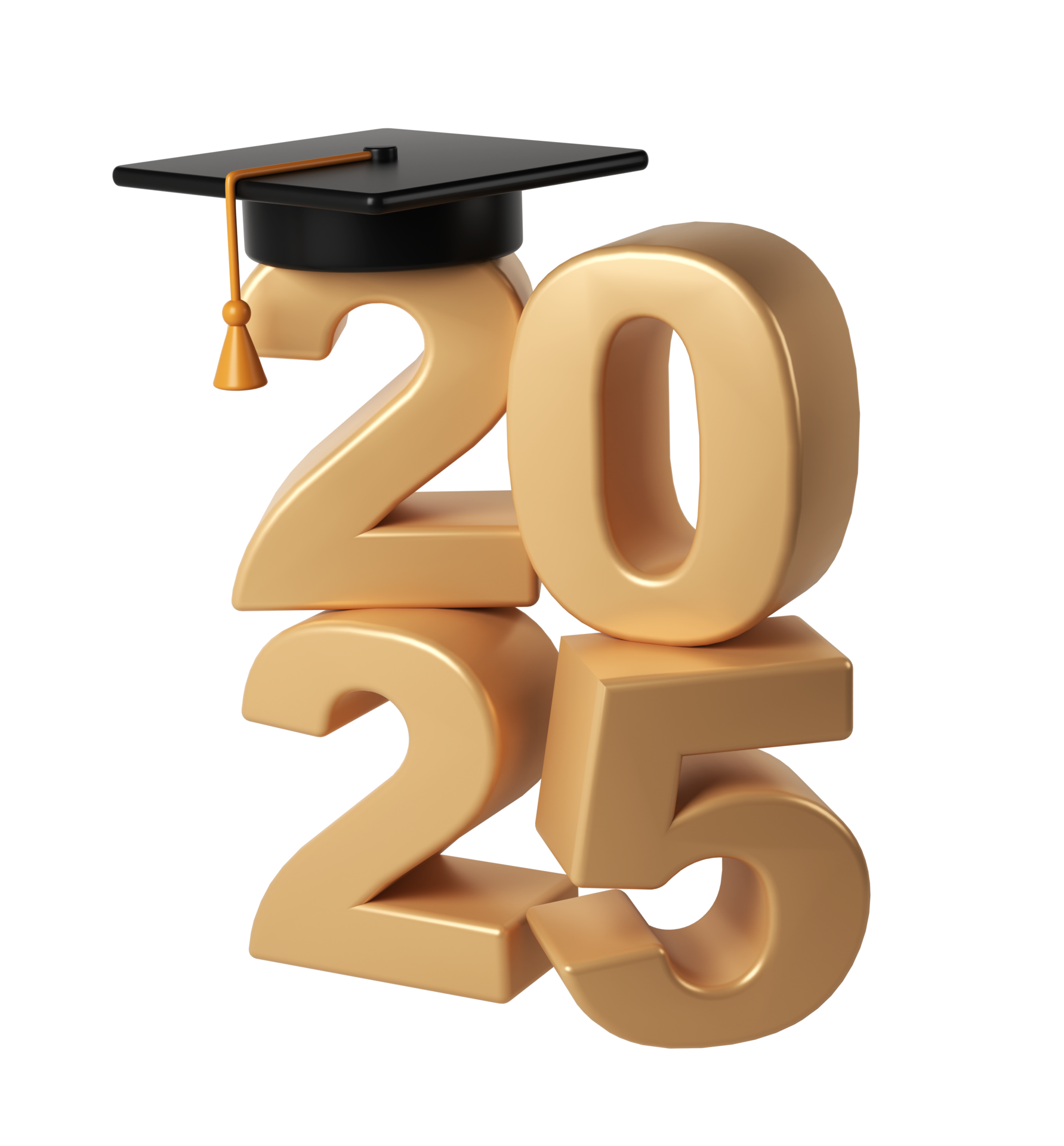 clase de 2025 3d icono. felicidades graduados diseño modelo con negro
