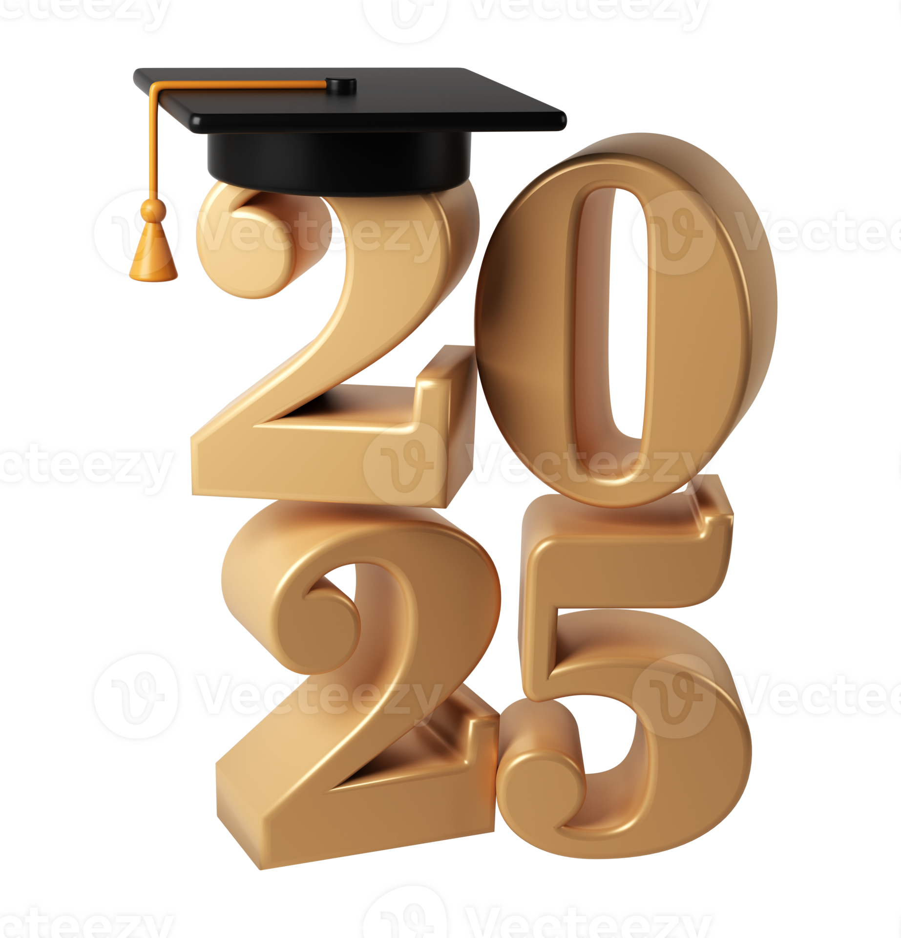 Class of 2025 3d icon. Congratulation graduates design template with