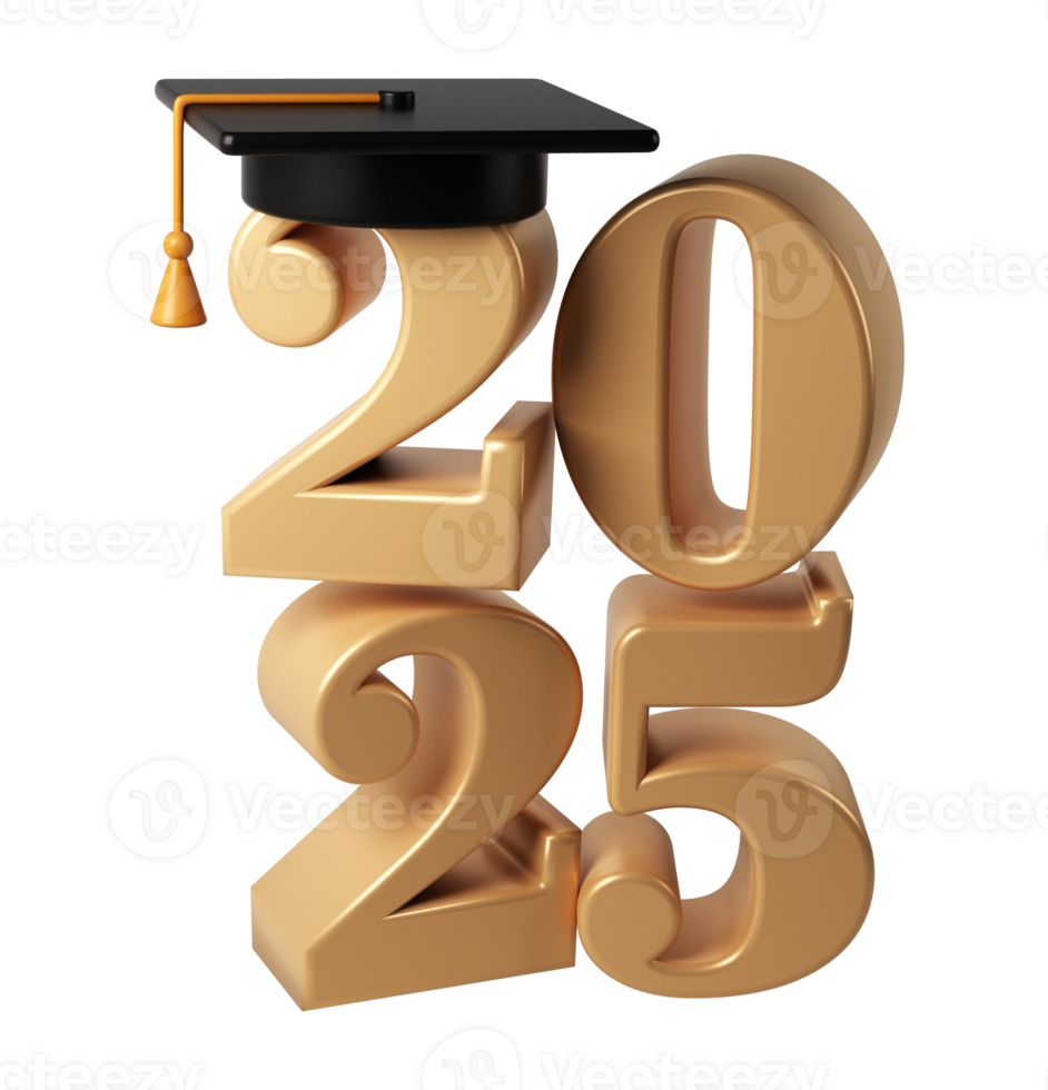 Class of 2025 3d icon. Congratulation graduates design template with