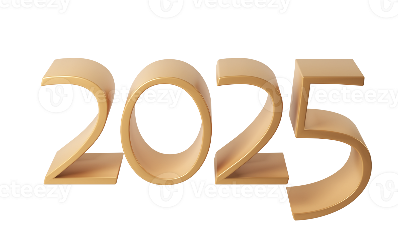 d'oro contento nuovo anno 2025. 3d Natale numero design per manifesto, striscione, saluto celebrazione png