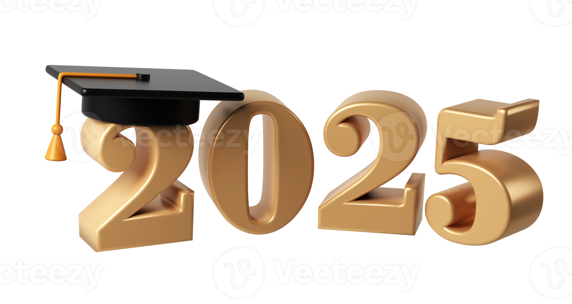 Class of 2025 3d icon. Congratulation graduates design template with
