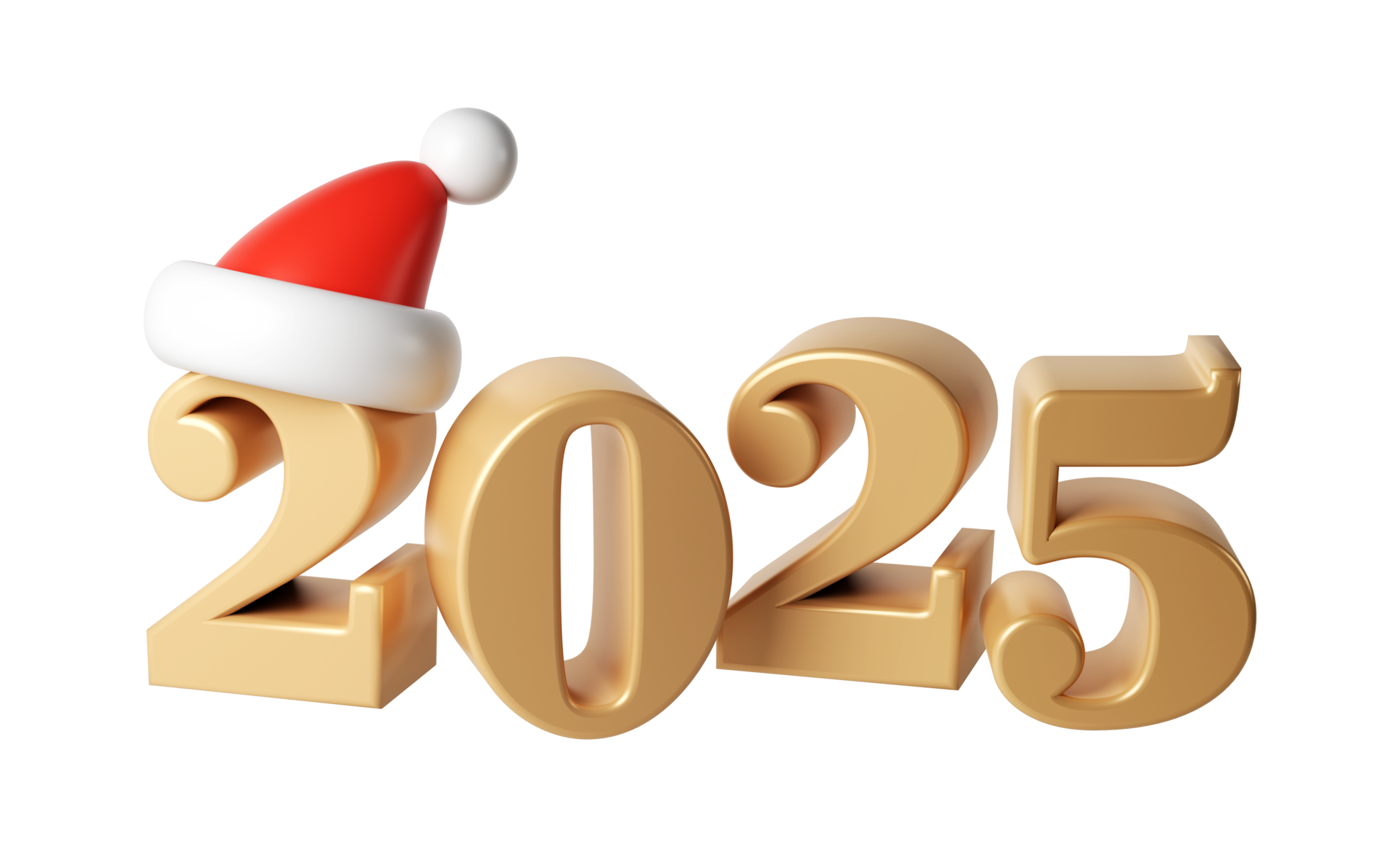 3d content Nouveau année 2025 d'or Nombres. symboles dessin animé