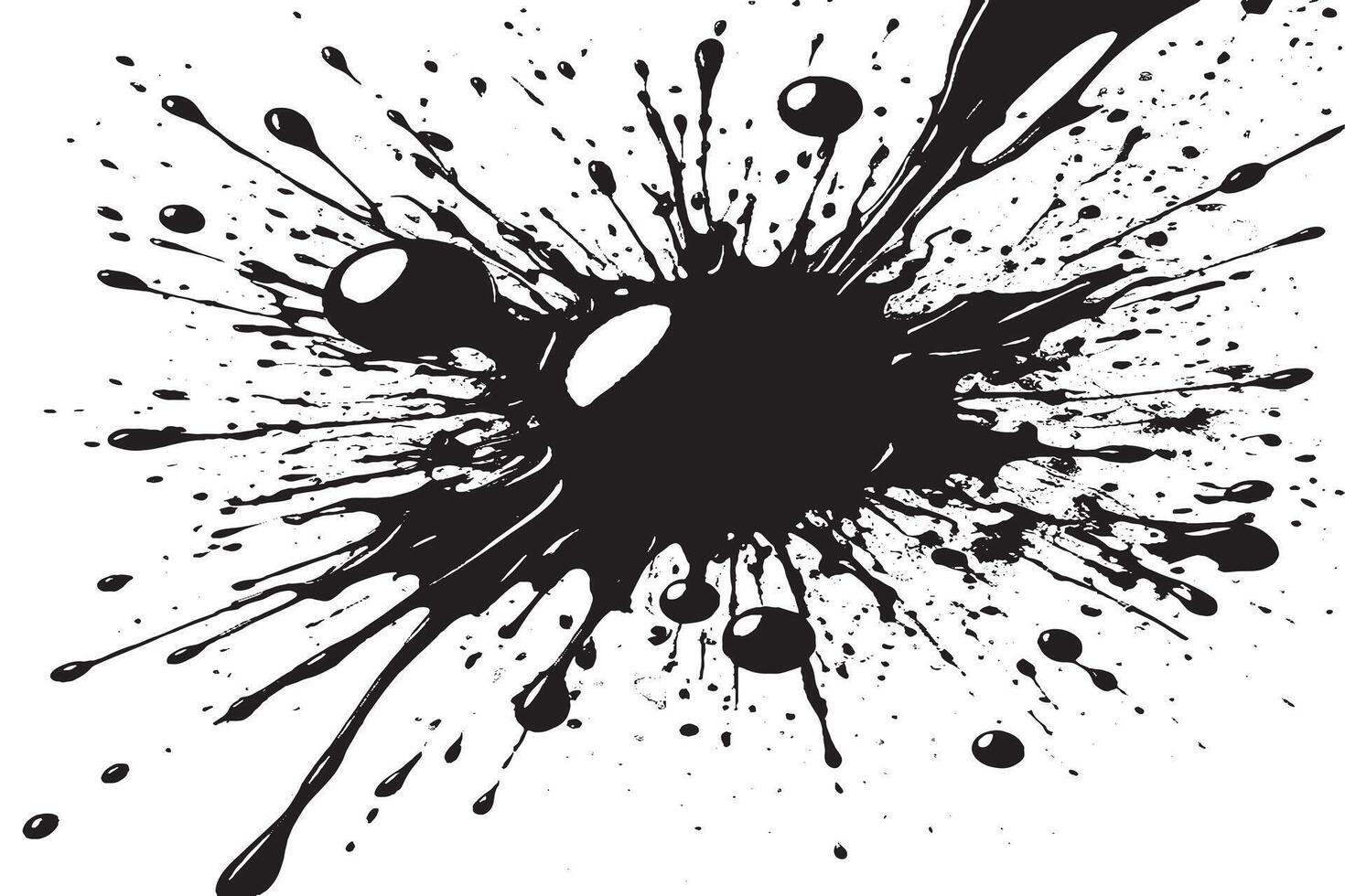 black ink splashes on white canvas monochrome background texture vector