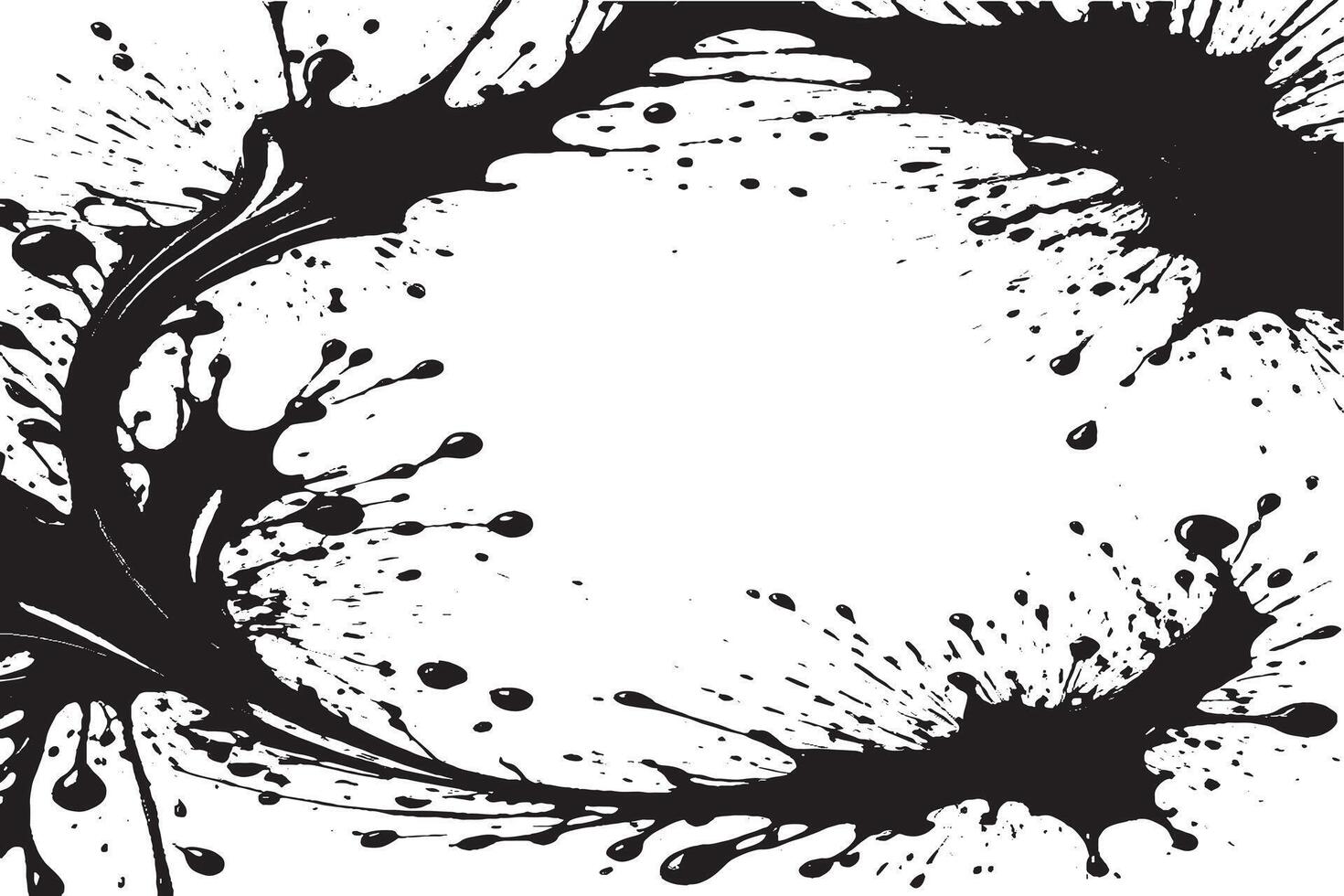 black ink splashes on white canvas monochrome background texture vector