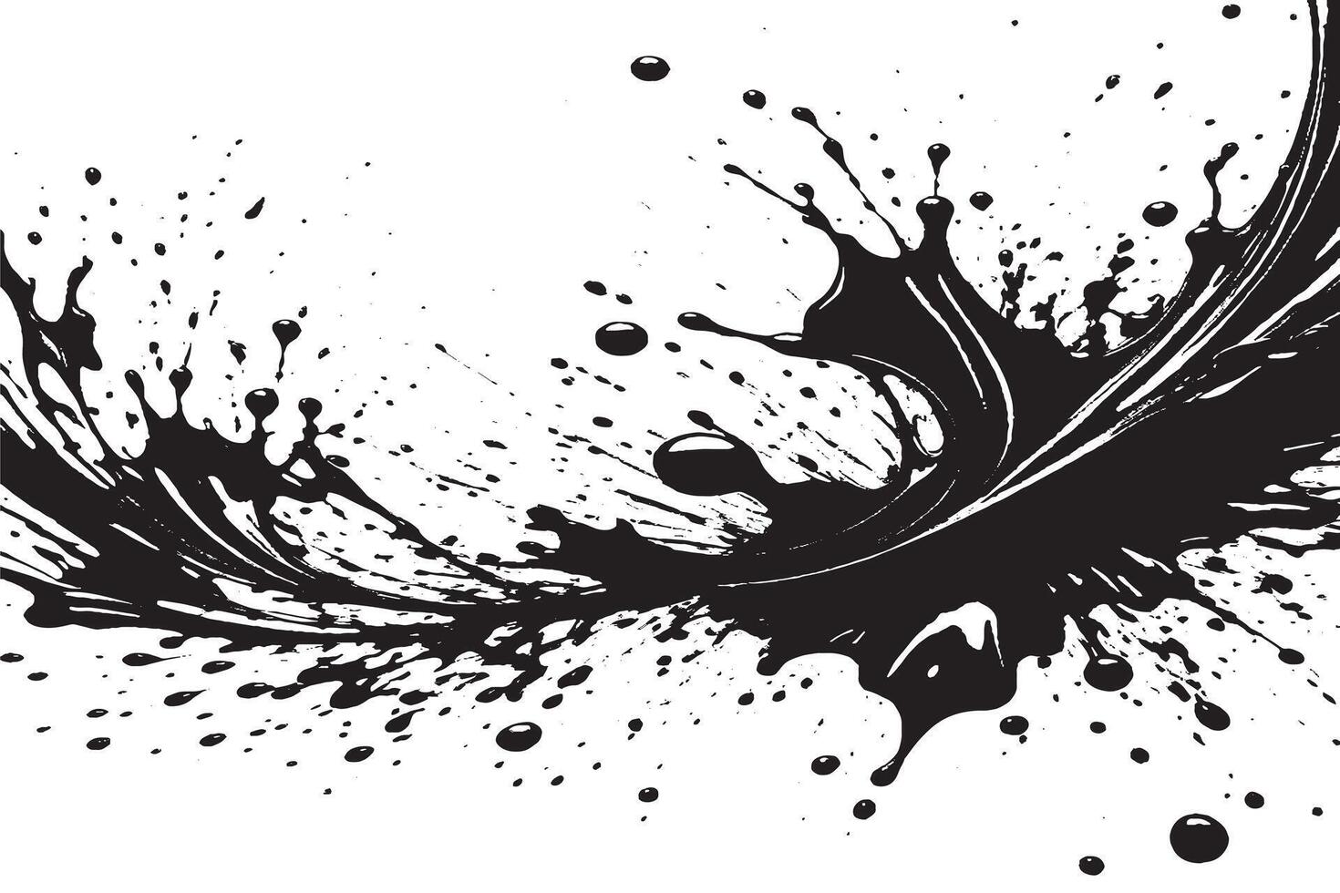 negro tinta salpicaduras en blanco lona monocromo antecedentes textura vector