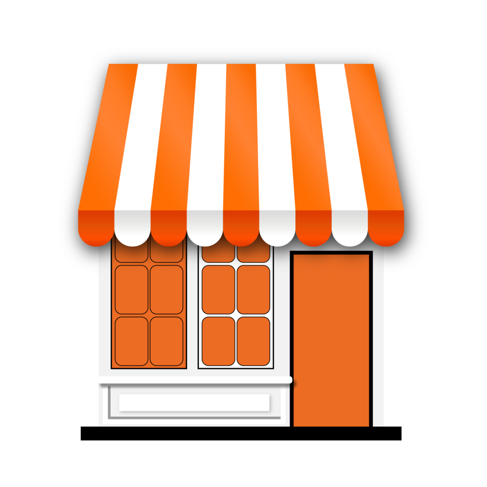 Icon of a storefront, bright orange png