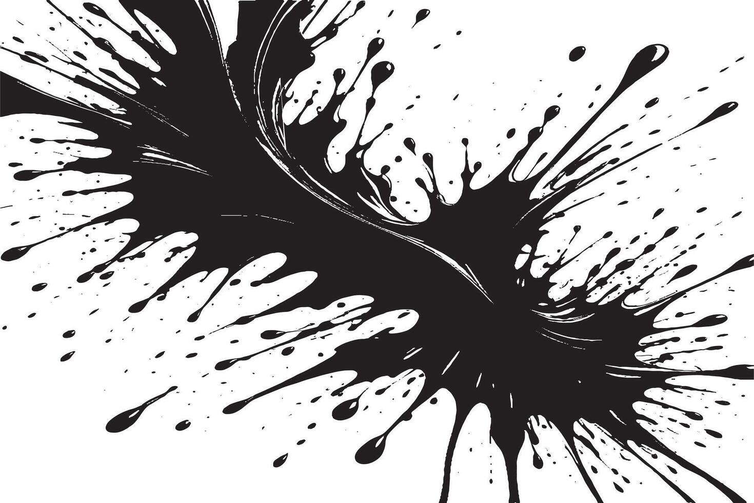 negro tinta salpicaduras en blanco lona monocromo antecedentes textura vector