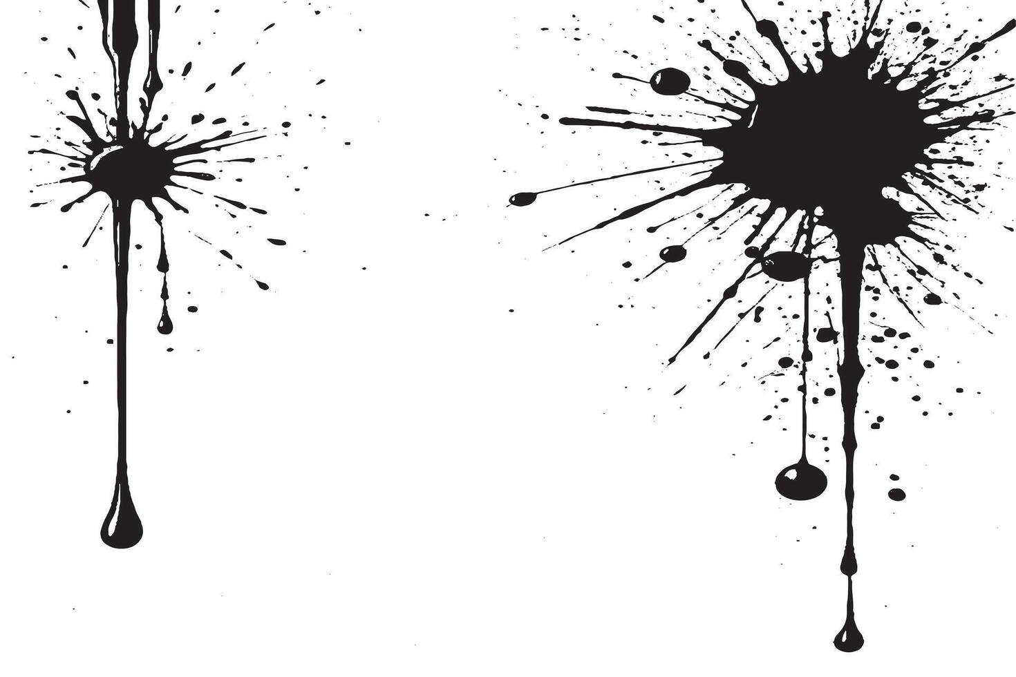 black ink splashes on white canvas monochrome background texture vector