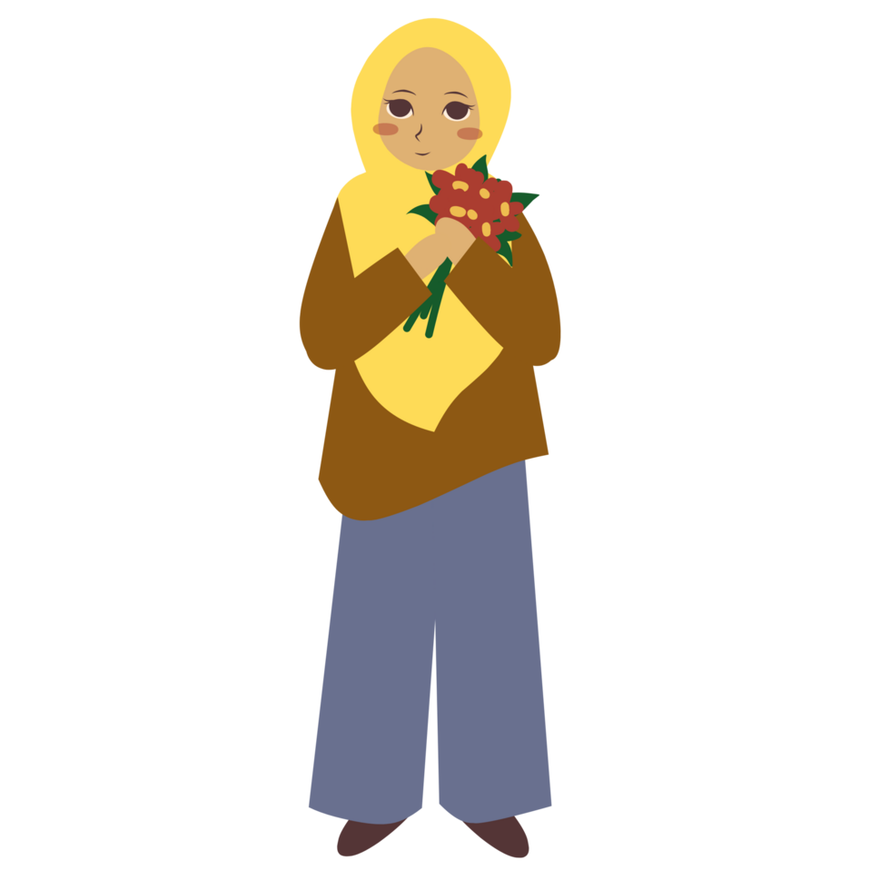 Girl holding flowers png