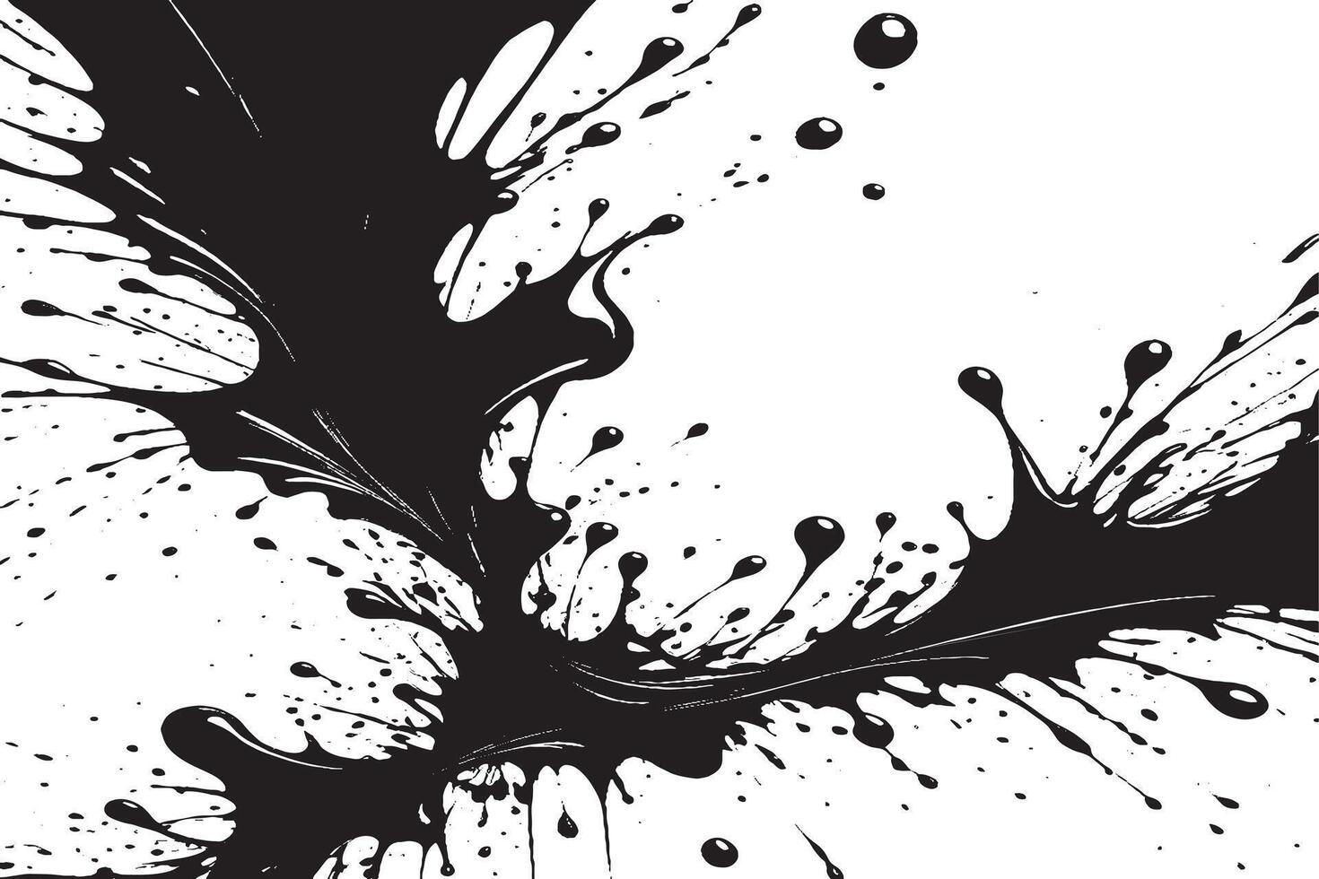 black ink splashes on white canvas monochrome background texture vector