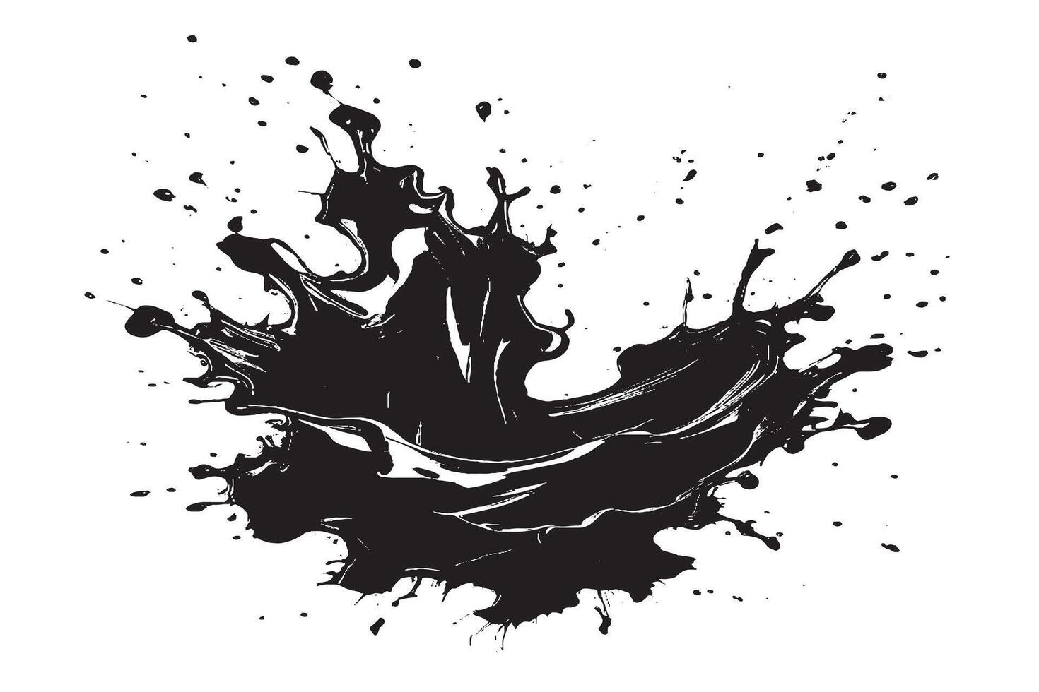 black ink splashes on white canvas monochrome background texture vector