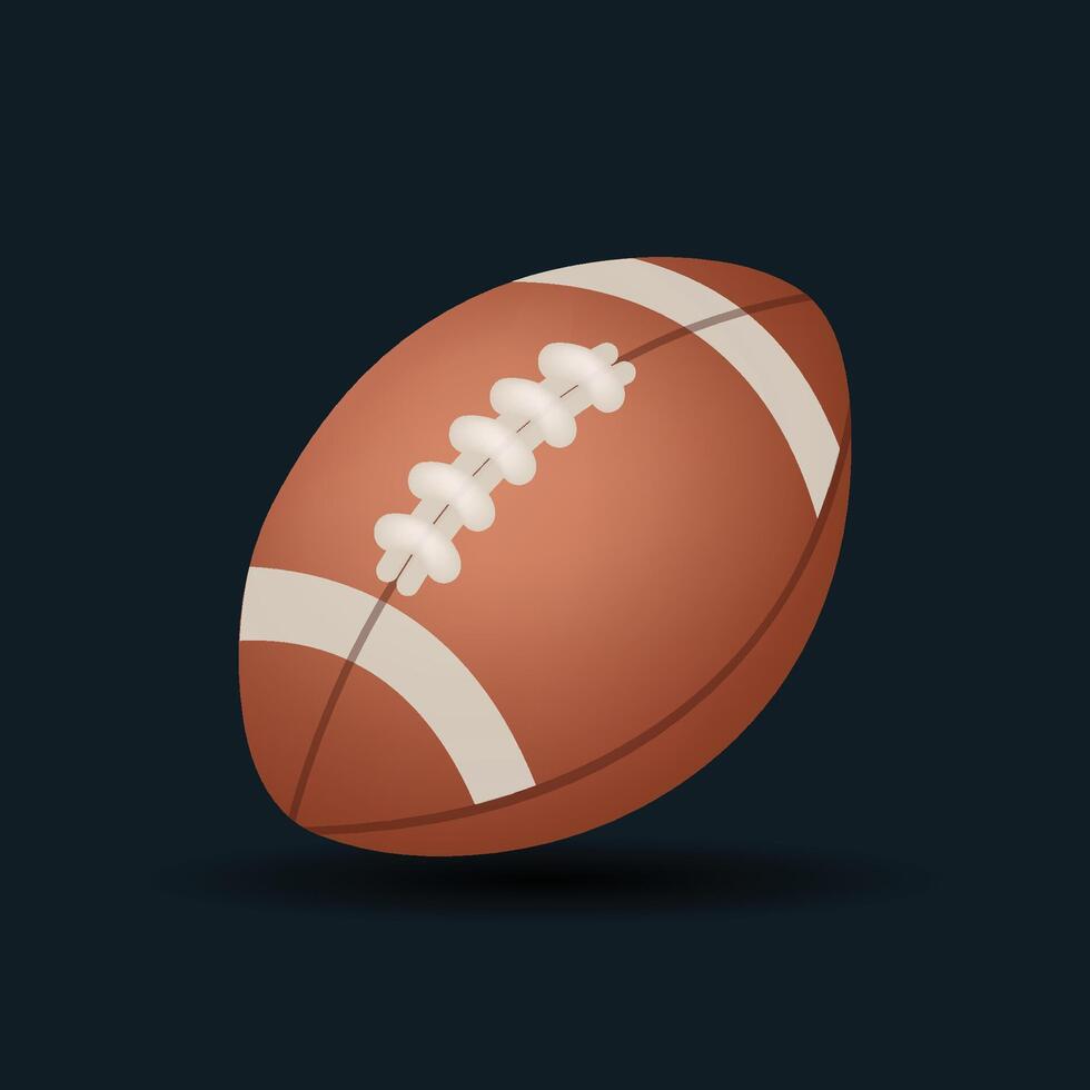 Rugby Ball Emoji illustration. 3d cartoon Style Ball isolated on background. American football ball illustration. vector