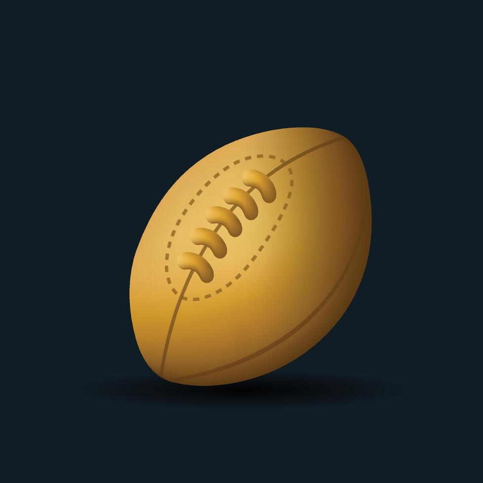 Golden American Football Ball Emoji illustration. 3d cartoon Style Ball isolated on background. vector