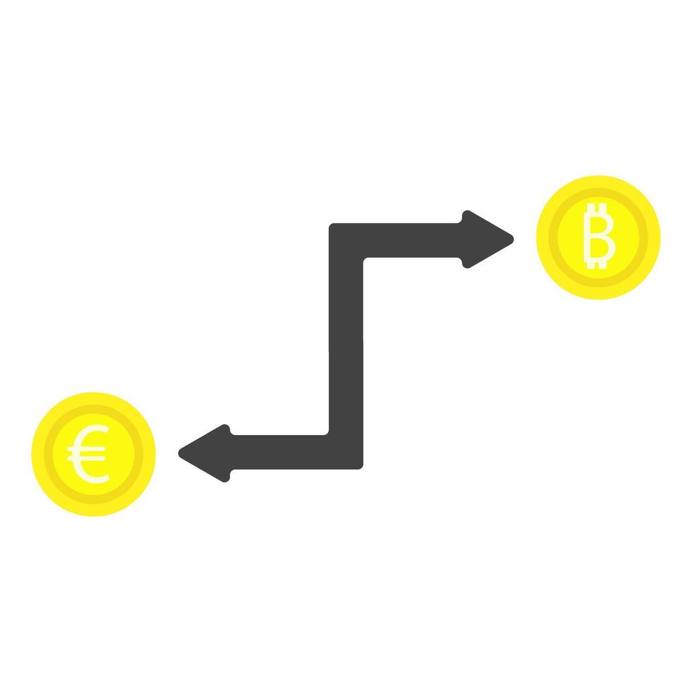 Currency exchanger, coin icon, euro, cryptocurrency, flat design, simple image, cartoon style. Money transfer concept. line icon for business and advertising vector