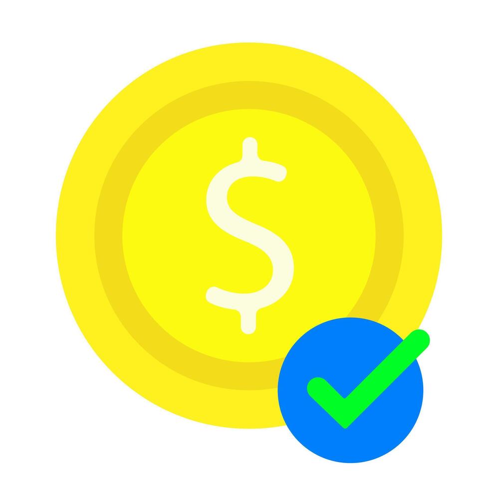 Currency exchanger, coin icon, dollar, confirmation, verification, cryptocurrency, flat design, simple image. Money making concept. line icon for business and advertising vector
